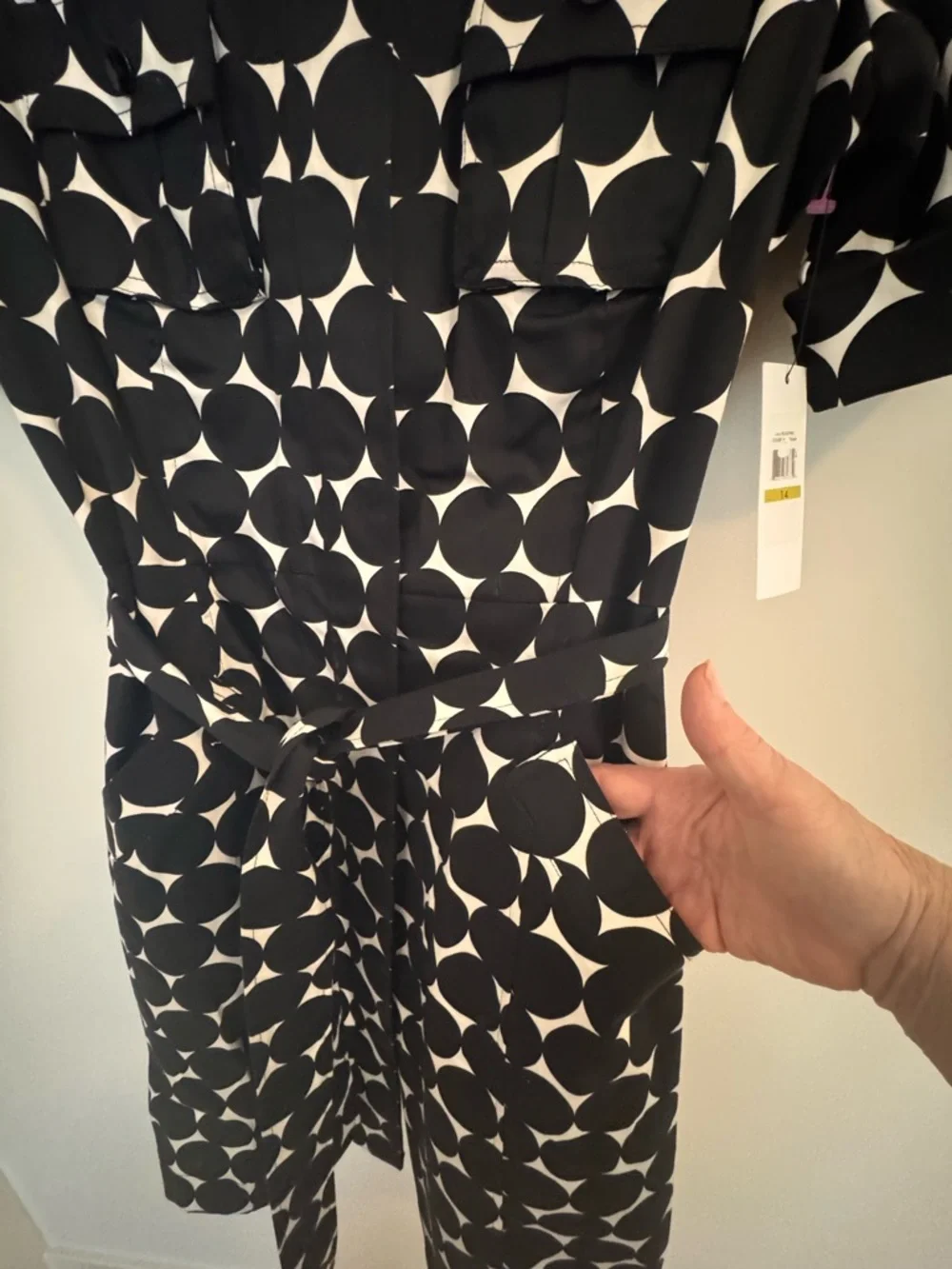 Marvin Richards Black and White Polka Dot Midi Shirt Dress - Picture 5 of 13